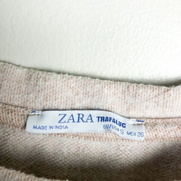 Zara Tan Crewneck Boxy Fit Sweater Small - Picture 7 of 8